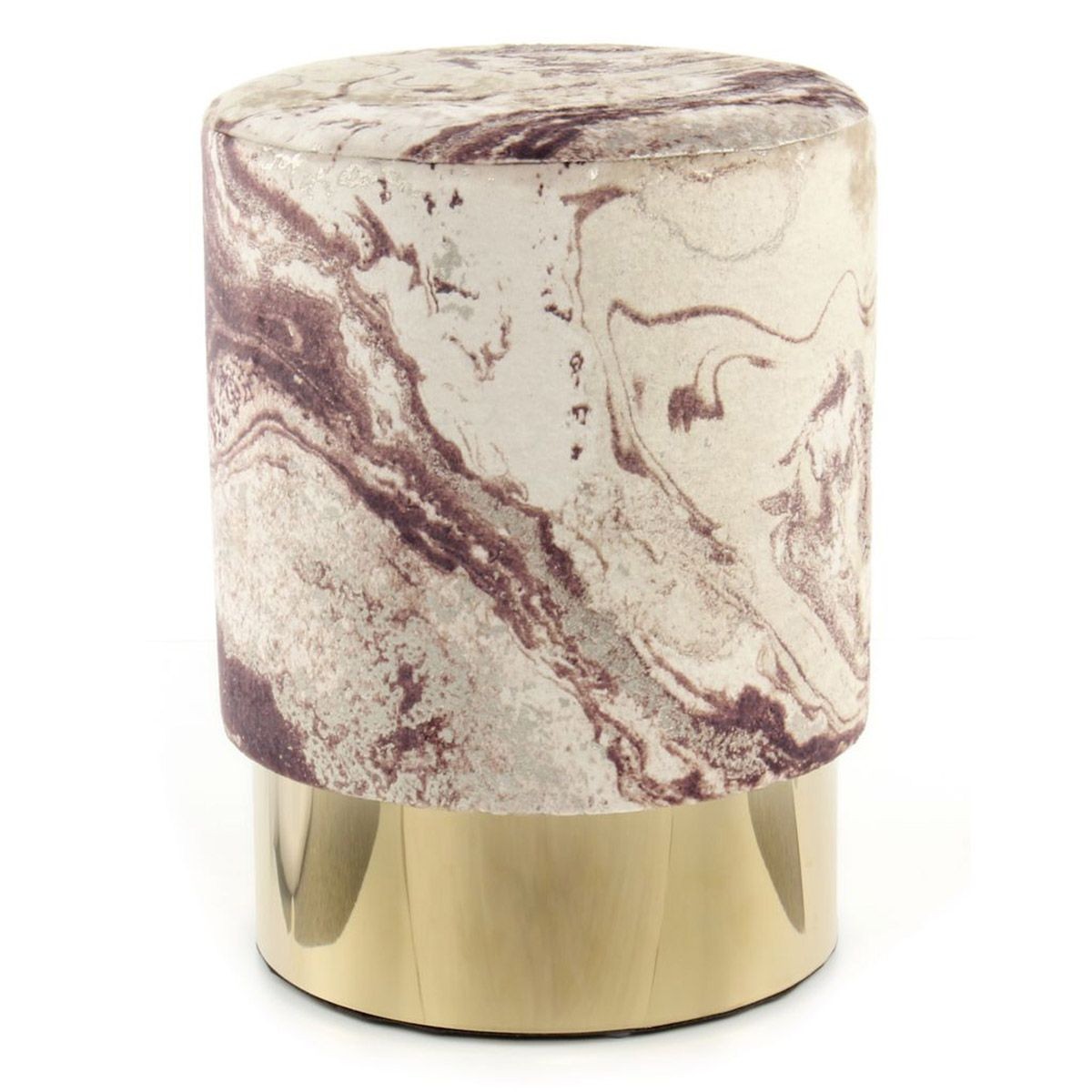 Pouf design marbré Gipsy 46cm bronze : tabouret d'appoint et repose-pied chic