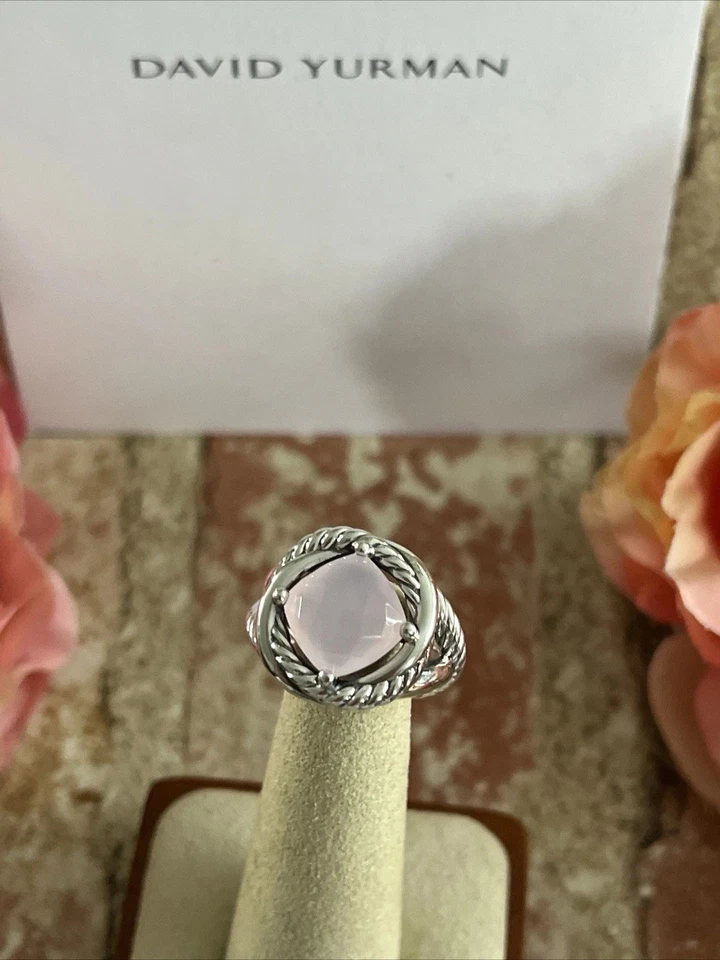 David Yurman Plata de Ley 925 11mm Anillo Infinito Cuarzo Rosa Talla 9 Foto 2 de 4