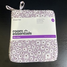 Room Essentials Twin Sheet Set 3pc Purple Floral - New