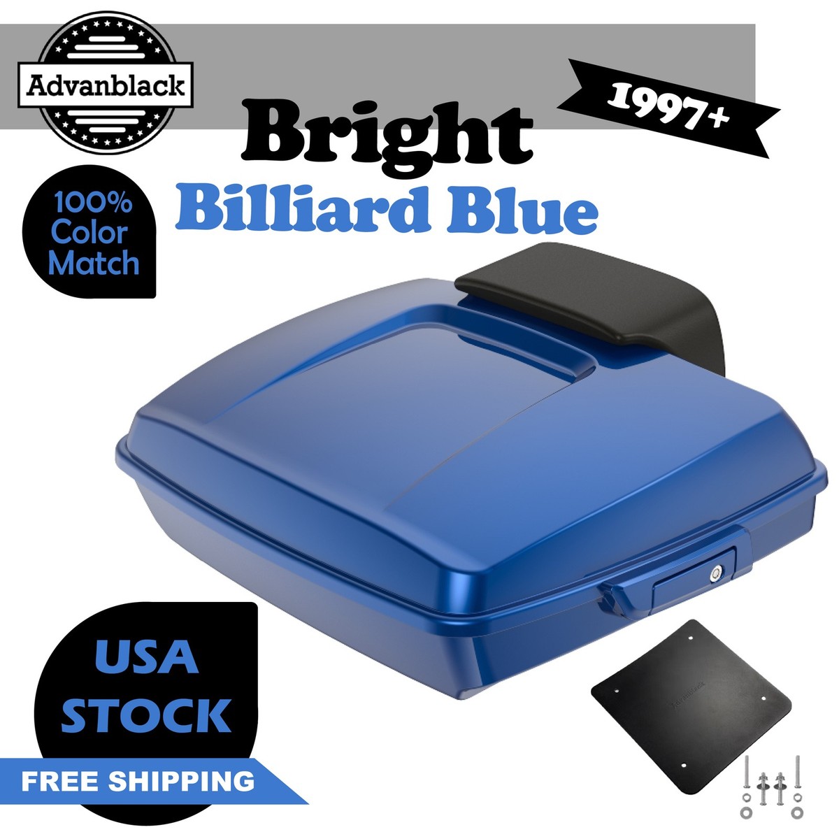美品　ハーレーダビッドソン　パトライト青色　警告灯 バイク用　ポール付き２セット Bright Billiard Blue Razor Pack Trunk Luggage Pad For 97+ Harley