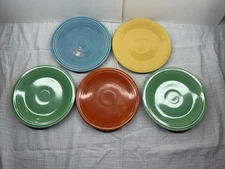 5 Vintage Fiesta Original Colors 6 1/4"  Bread Plates Homer Laughlin HLC