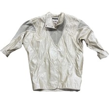 Vtg Norma Canada Genuine Leather S Oversized Mac Jacket Embroidered Tan Button