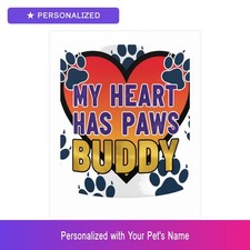 Custom Pitbull Pit Bull Paw Print Pet Poster Personalized Name Dog Owner