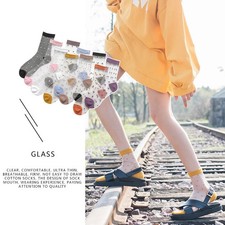 Women Mesh Fishnet Transparent Dot Elastic Short Ankle Net Yarn Breathable Socks