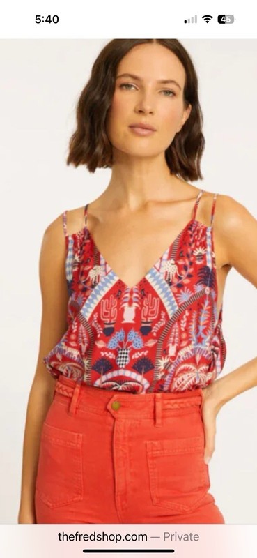 CABALLERO Cora Ruby Tropics Top Small S Printed Babydoll Cami Top