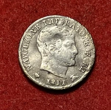 Kingdom of Napoleon 5 Soldi 1811 M Silver Coin C#5.1 T9520