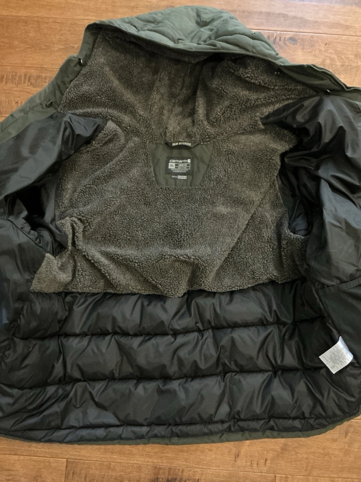 Carhartt Rain Defender Hooded Puffer Jacket Green 3XL OJ5474-M image 4