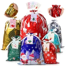 36pcs Drawstring Bag Bags with Tags, Assorted Sizes for Gifts, Bulk holiday W...