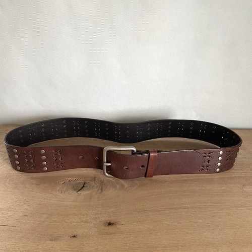 Calvin Klein Jeans Womens Waist Belt Brown Leather Adjustable Buckle L - Picture 1 of 8