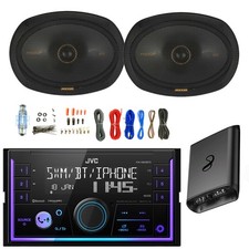 Receptor de Radio AM/FM Bluetooth Doble DIN JVC, 2x Altavoces 6x9" 300W, Amplificador con Kit