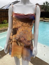 Urban Outfitters Spaghetti Strap Cityscape Lined Sundress Slip Dress L Large