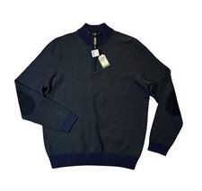 NEW Jos. A. Bank mens XL green blue stripe cotton 1/4 zip pullover sweater NWT