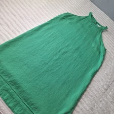Sigrid Olsen Dress 100% Linen High Neck Shift Dress Womens S Kelly Green Coastal