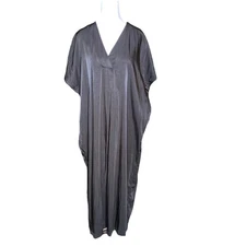 H&M Maxi Shift Dress Sz S Black Pullover Short Sleeve Morticia Witchy Goth Boho