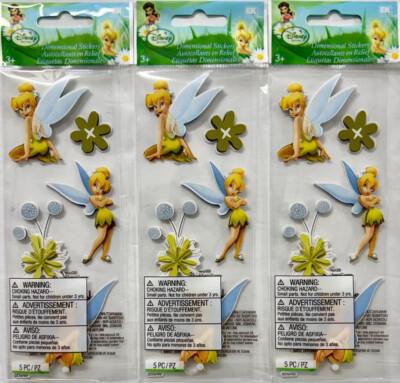 Jolee's Boutique Dimensional Stickers ~ TINKER BELL ~ 5 Pc Per Pkg ~ Lot of 3!