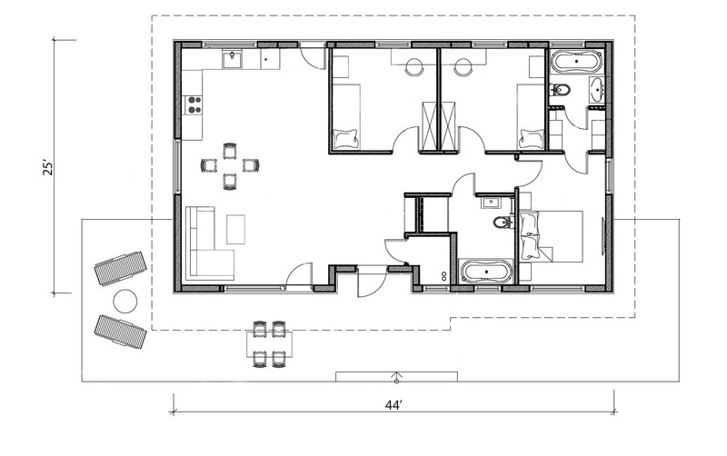 1,000 SQ.FT ECOFRIENDLY MASS WOOD HOUSE KIT SOLID TIMBER HOME PREFAB #CLT-107-2  - Image 2
