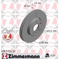 Zimmermann 2X Bremsscheibe Vorne Ø296 Mm InnenbelüFtet FüR Volvo V60 II 225