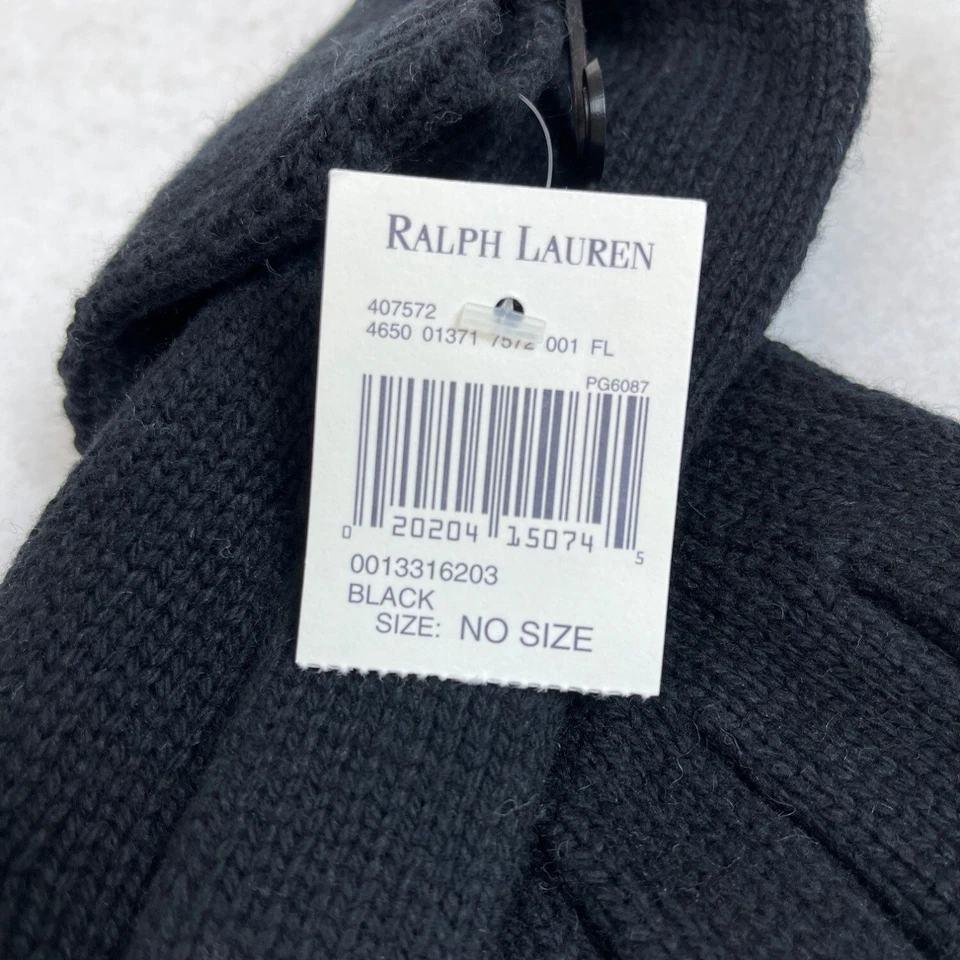 Cachecol e luvas de malha pônei preto Ralph Lauren Novo - Imagem 3 de 4