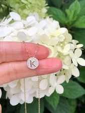 CZ Gold Initial Letter K Pendant Necklace Sterling Silver 925 Round Women 9mm