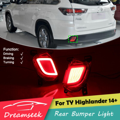 Rear Bumper Light For Toyota Highlander 2014-2018 Red LED Tail Fog Brake Lamp