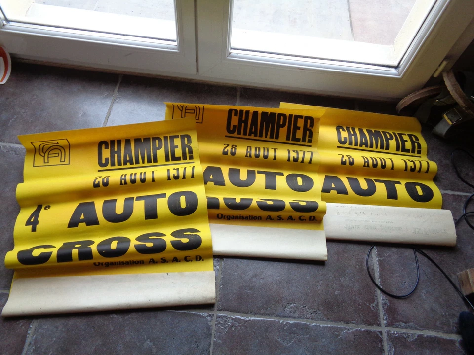 3 AFFICHES  ANCIENNES ORIGINALE AUTO CROSS champier isére 1977 voiture vintage  - Photo 4/4