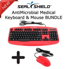 Seal Shield RED Medical Grade Waterproof Antimicrobial Keyboard  Mouse