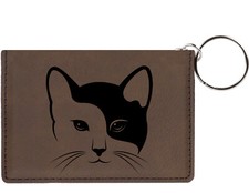 Yin Yang Kitty Laser Engraved Leatherette Keychain Wallet