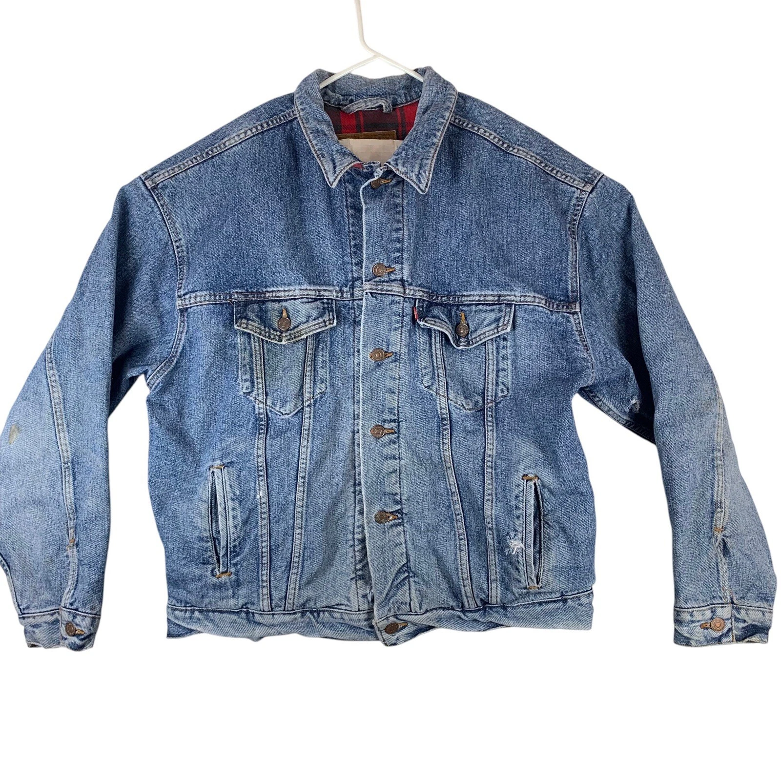 Vintage Levis Jean Jacket Size XL Flannel Lined Button Front Mens Trucker Coat