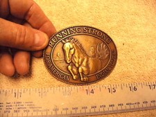 Vintage American Indian Youth Running Strong 1996 Horse Belt Buckle Billy Mills