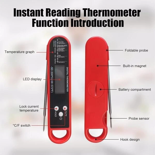 Meat Thermometer Digital LCD Outside Grill Kitchen Food Cooking BBQ Grilling