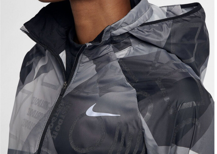 Nike Shield Flash Hooded Running Jacket Black Grey 929119-010
