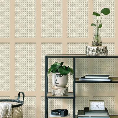 Fine Decor Cane Panel Wallpaper Realistic 3D Effect Rattan Mesh Natural FD43000