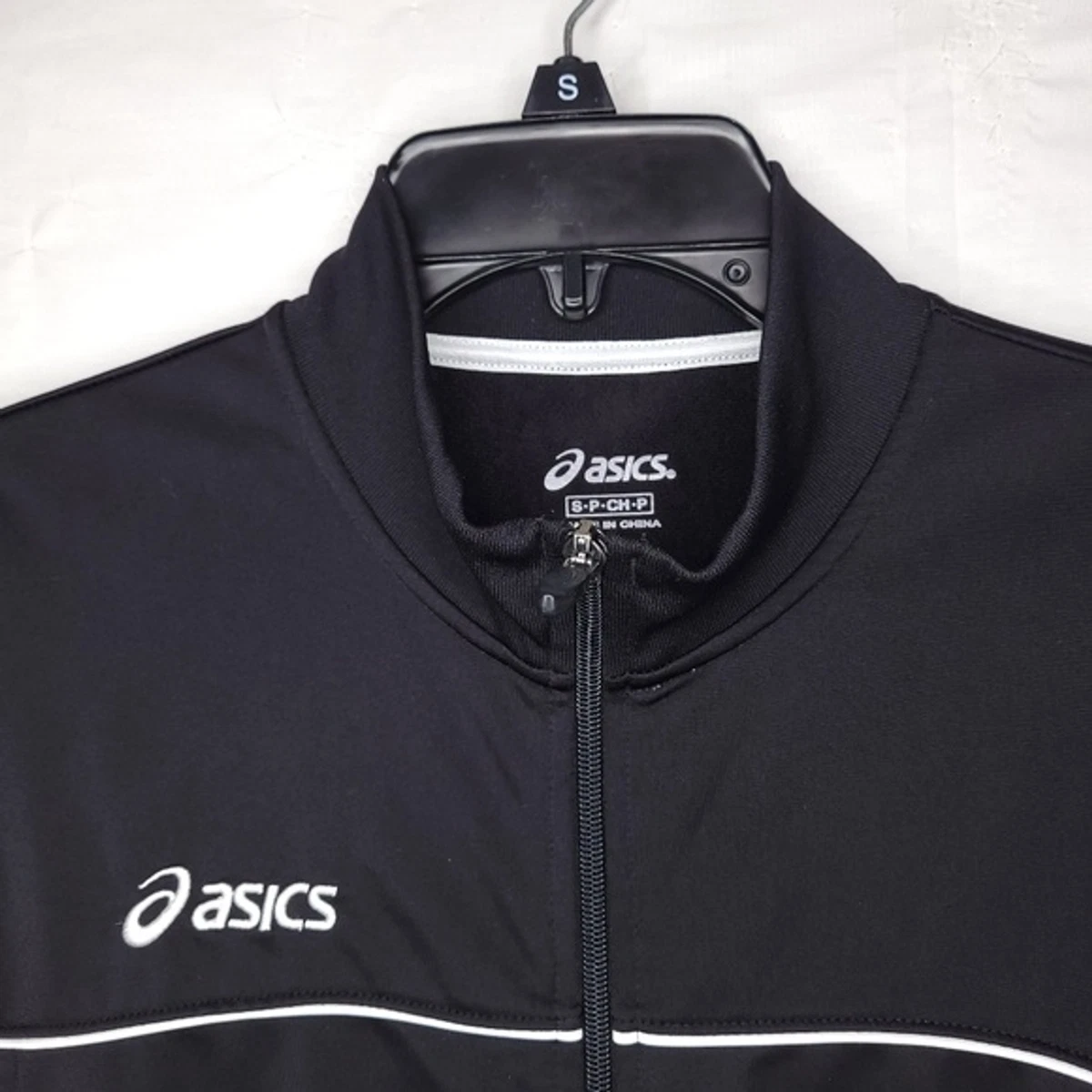 ASICS Men's Black/White Classic Full Zip Athletic Track Jacket SMALL