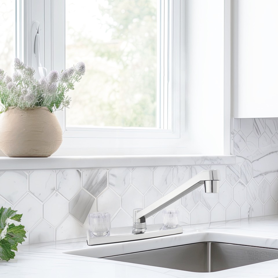 Mainstays Nonmetal Double Acrylic Handle Kitchen Faucet eBay