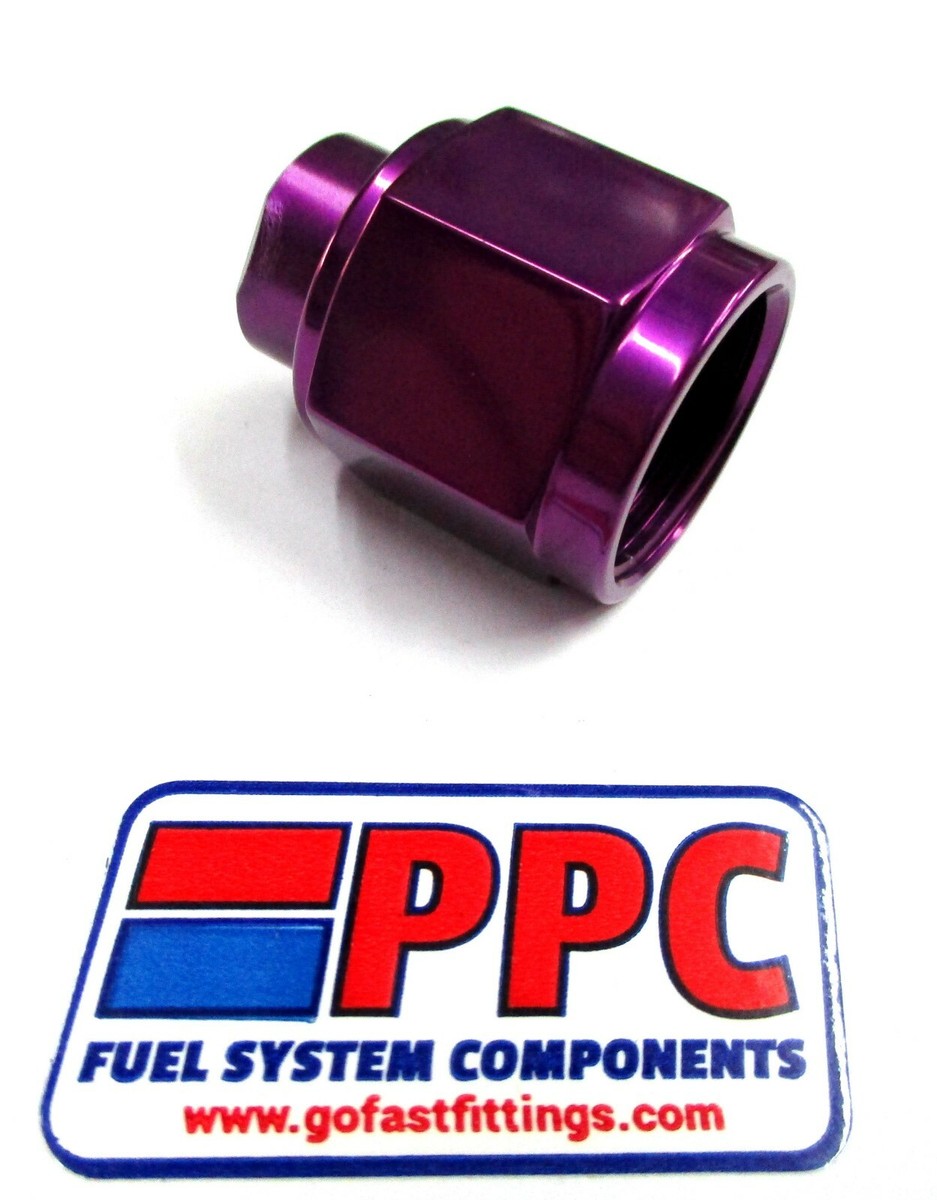 04 AN Female Flare Cap Show Polished Purple Anodized