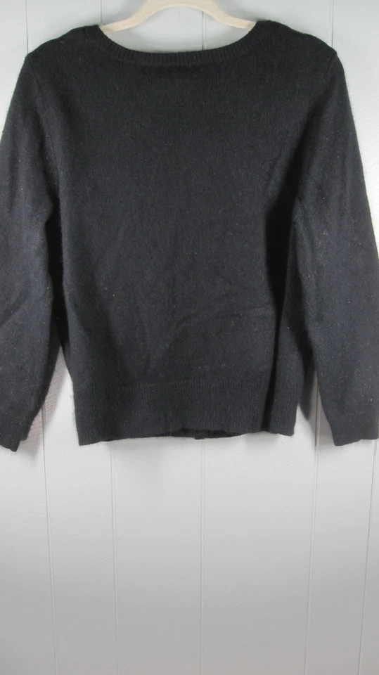 Cárdigan Suéter Junior L Negro Angora Conejo Bling Botón Cápsula Preppy Difuso Foto 2 de 4