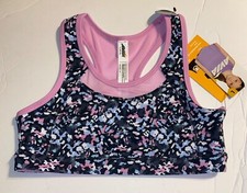 NEW Avia Girls Sports Bra Top Size XS 4-5 Reversible Purple Floral