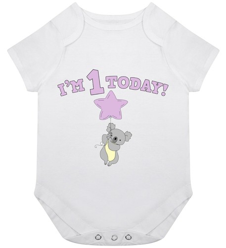 1st Birthday Baby Grow Babygrow Gift Birth Day Boy Girl Fun One Year Old 1 Today - Picture 2 of 2