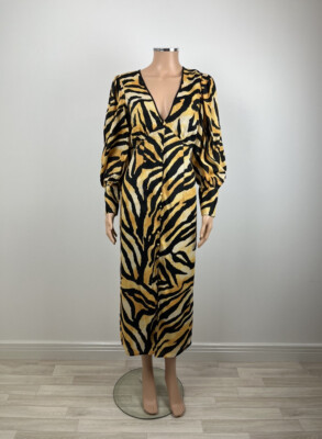 River Island Orange Black Animal Tiger Print Button Long Sleeve