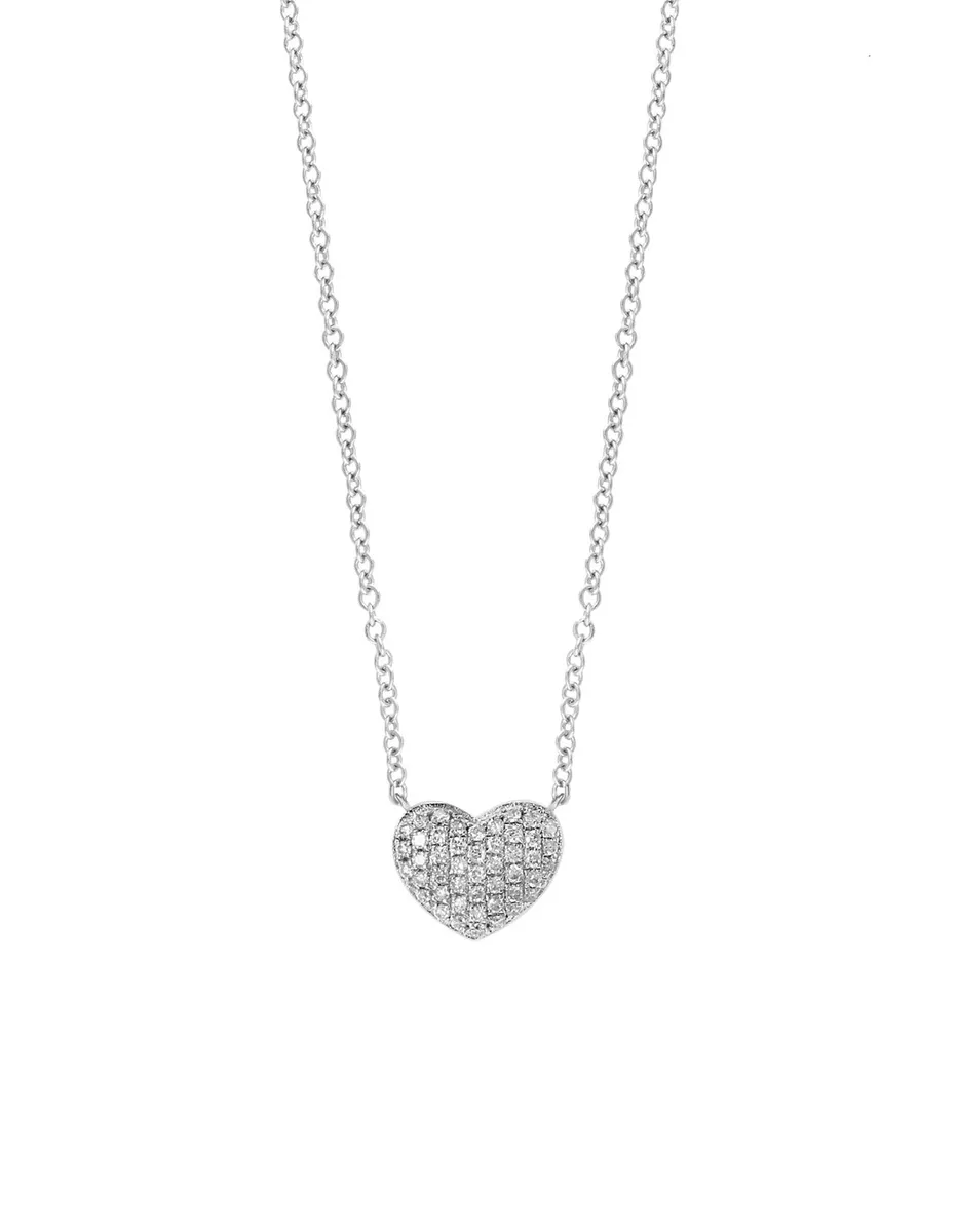 NEW EFFY Sterling Silver Diamond Heart Pendant Necklace 0.13 CTW