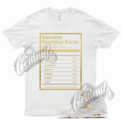 White SUCCESS Shirt for J1 6 WMNS Gold Hoops DMP Metallic Defining Moments