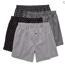 Stafford 4-Pack Men's 100 Cotton Woven Boxers Black Plaid LARGE - New Open Box