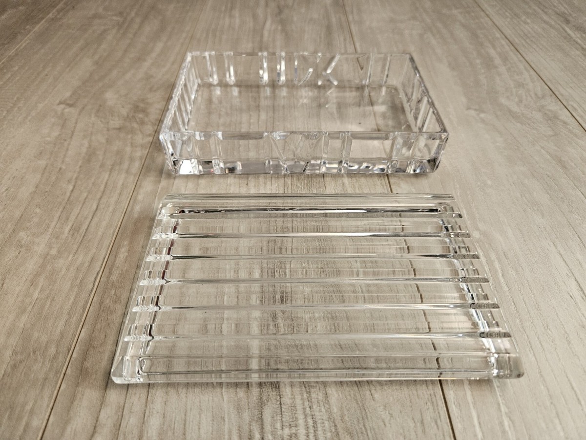 💥Tiffany & Co. ATLAS Roman Numerals Crystal Trinket Box Glass Box