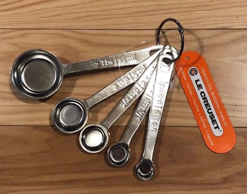 5-Piece LE CREUSET Stainless Steel Measuring Spoons NWT Baking Tools Accessories