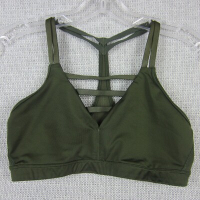 Victorias Secret Sports Bra Womens Small Olive Green Strappy T Back Active Gym