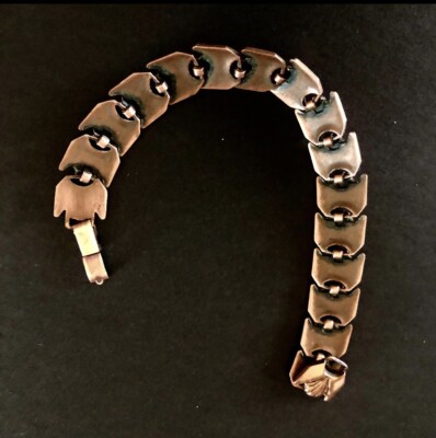 STUNNING Vintage NATIVE-COPPER LINK BRACELET-THUNDERBIRD DESIGN 7