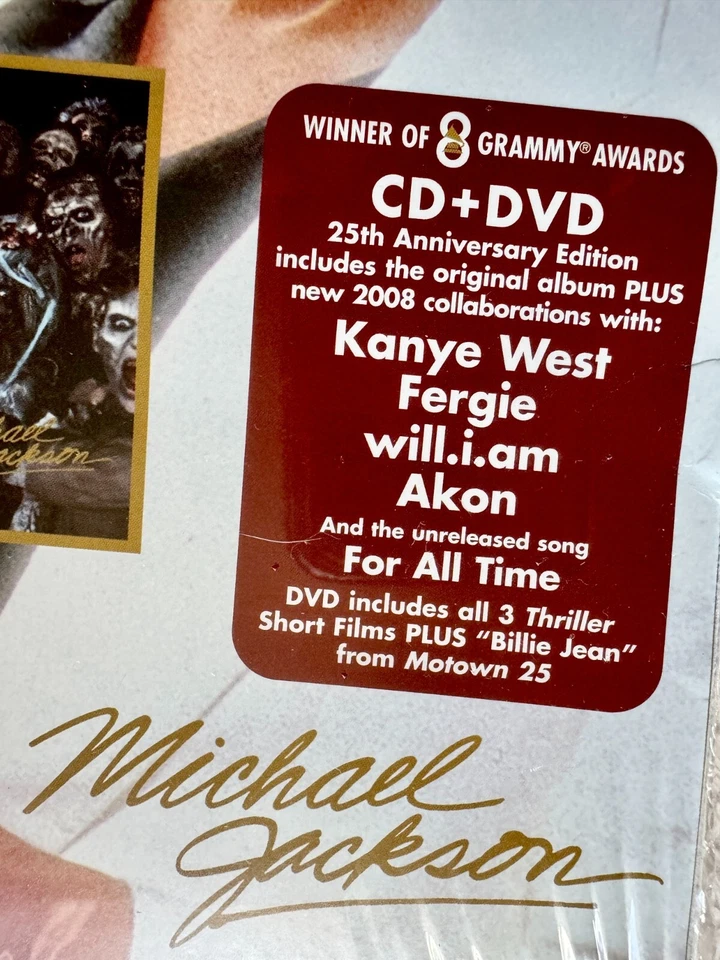 MICHAEL JACKSON SEALED CD DVDT HRILLER ZOMBIE LONGBOX LIMITED 25TH YEAR BEAT IT - Image 3 of 4