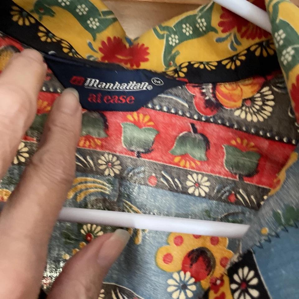 Camisa masculina RARA vintage 1970’s Manhattan At Ease botão para cima tamanho M. - Imagem 4 de 4