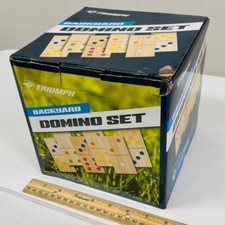 Triumph Backyard Wood Domino Set With Storage Carry Bag - New