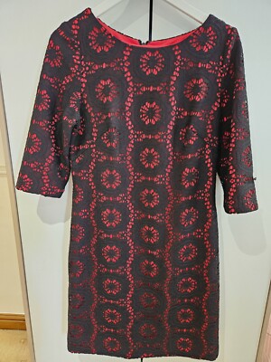 Joanna Hope Kleid UK 14 schwarz rot Blumen Spitze Häkel-Overlay Party Etuikleid